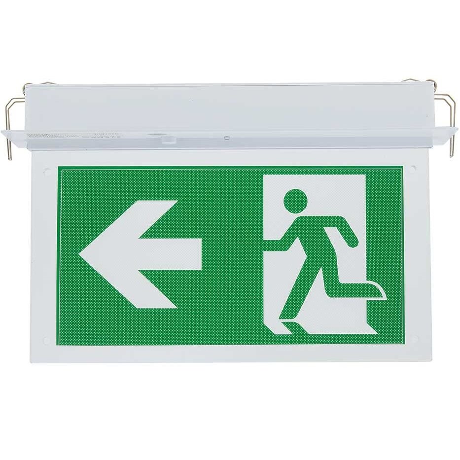 LED Recessed Fixed Emergency Exit Light, 2W, 3 Hours, with PVC Legend, White Light