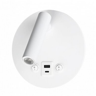 LED Wall Light, 8W, ON/OFF-Switch, USB, White, Neutral Light